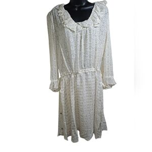 NWT Tory Burch Jasmine Ivory Gold Dress Tie Waist 2 XS